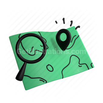 map, gps, spyglass, magnifier, marker, pin
