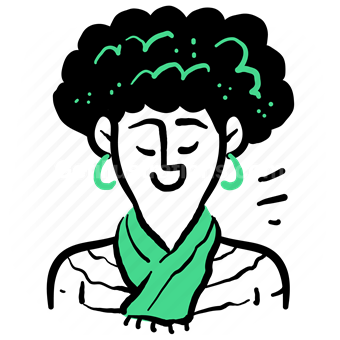 avatar, character, people, person, account, user, woman, afro, scarf