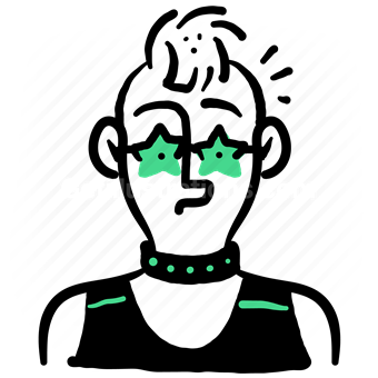 character, avatar, user, account, profile, people, punk, star, glasses