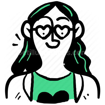 character, avatar, user, account, profile, people, woman, glasses