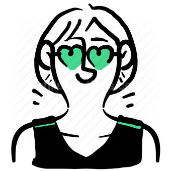character, avatar, user, account, profile, people, woman, heart, glasses
