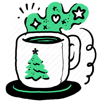 christmas, holiday, occasion, drink, beverage, mug, hot, tree