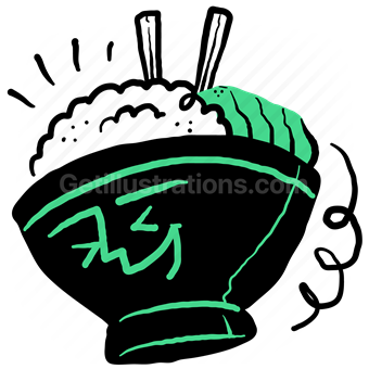 rice, bowl, food, restaurant, gastronomy, chopsticks, asian