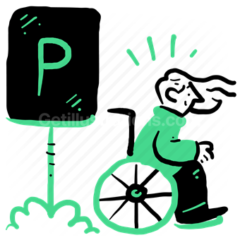 parking, park, wheelchair, disabled, disability, woman