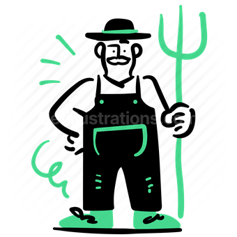 farm, farming, agriculture, farmer, man, pitchfork