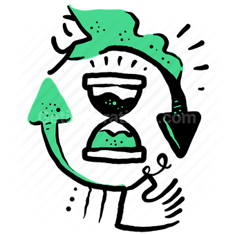 time, clock, hourglass, arrows, woman, people