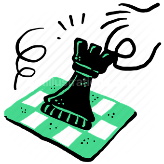 tower, chess, checkerboard, game, strategy, hand, gesture