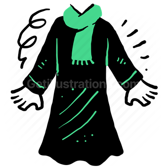 long, dress, shirt, sleeves, scarf, winter, clothes, clothing, fashion