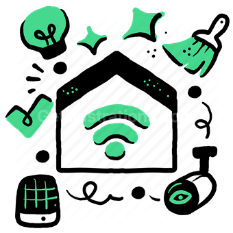 smart, home, clean, camera, speaker, wireless, lights, confirm, checkmark