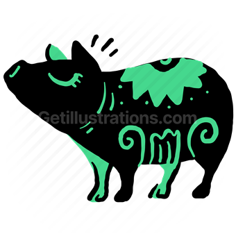 pig, animal, zodiac, horoscope, sign, symbol