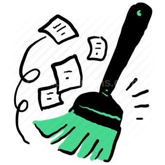 sweep, clean, housekeeping, broom, clear, cleaning, paper, page