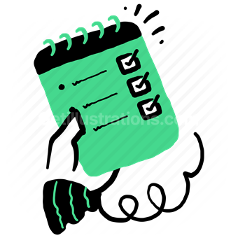 checklist, list, notepad, notes, hand, gesture, checkmark, confirm