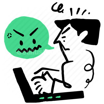 angry, feedback, comment, laptop, computer, negative