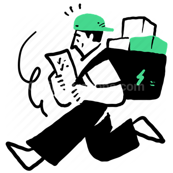delivery, shipping, box, package, e-commerce, man, people, profession