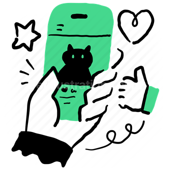 mobile, smartphone, like, love, profile, account, hand, gesture