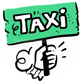 taxi, vehicle, transport, sign, car, hand, gesture