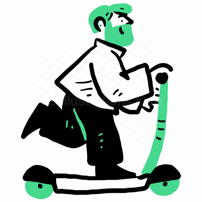 people, person, man, male, beard, scooter, skating