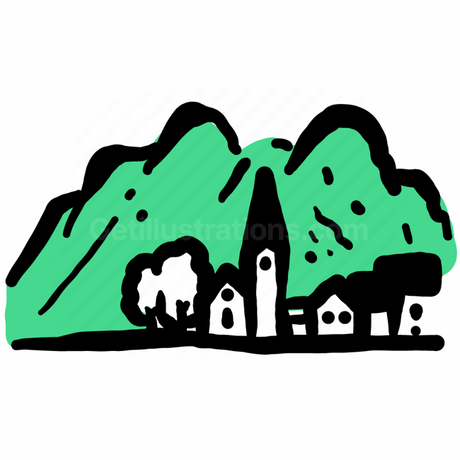 landmark, world, monument, austria, mountain, city, tree