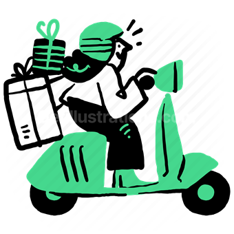 delivery, scooter, vespa, vehicle, box, package, shipping, transport