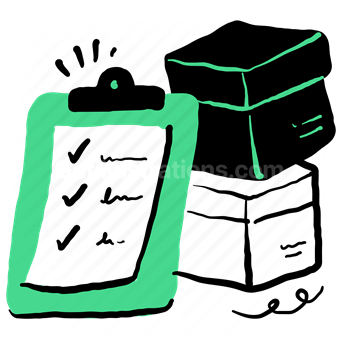 delivery, shipping, clipboard, checklist, checkmark, box, package
