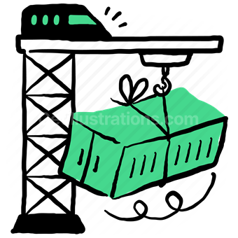 delivery, shipping, crane, container, hook, storage