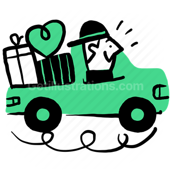 delivery, truck, vehicle, car, box, package, shipping, transport
