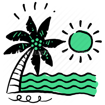 summer, vacation, holiday, tropical, beach, palm tree, sea, ocean