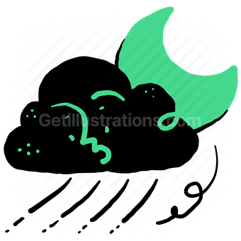 forecast, climate, night, environment, moon, cloud, cloudy, rain, raining, wind, storm