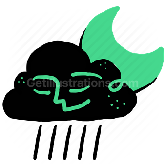 forecast, climate, night, environment, moon, cloud, cloudy, raining, rain