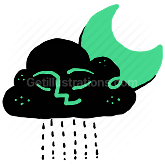 forecast, climate, night, environment, moon, cloudy, cloud, rain, raining