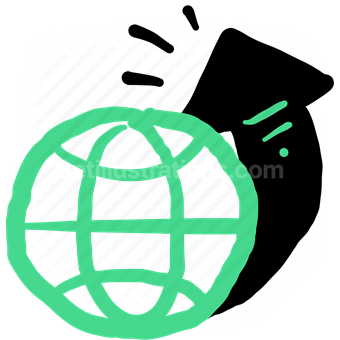 global, international, arrow, up, increase, location, online, upload