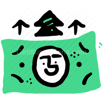 money, cash, increase, arrow, up, emoji, smiley
