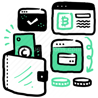 wallet, money, payment, card, bitcoin, wireframe, browser