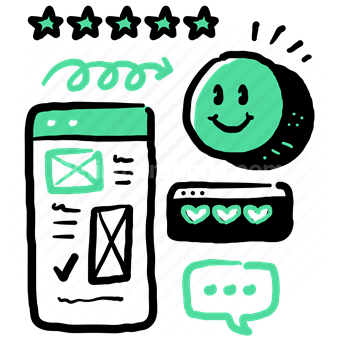 star, favorite, comment, feedback, rating, review, emoji, wireframe