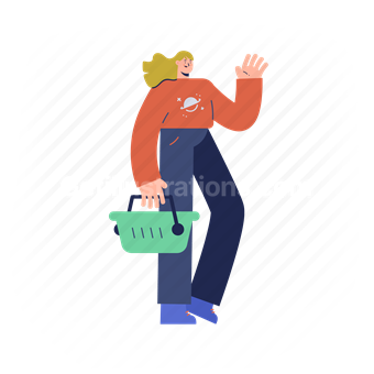 woman, shopping, basket, ecommerce