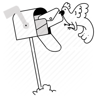 mail, mailbox, bird, delivery, envelope, email, inbox