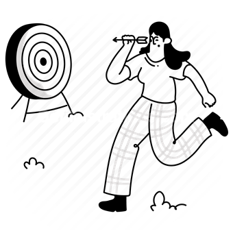 target, throw, arrow, bullseye, woman, sport, activity