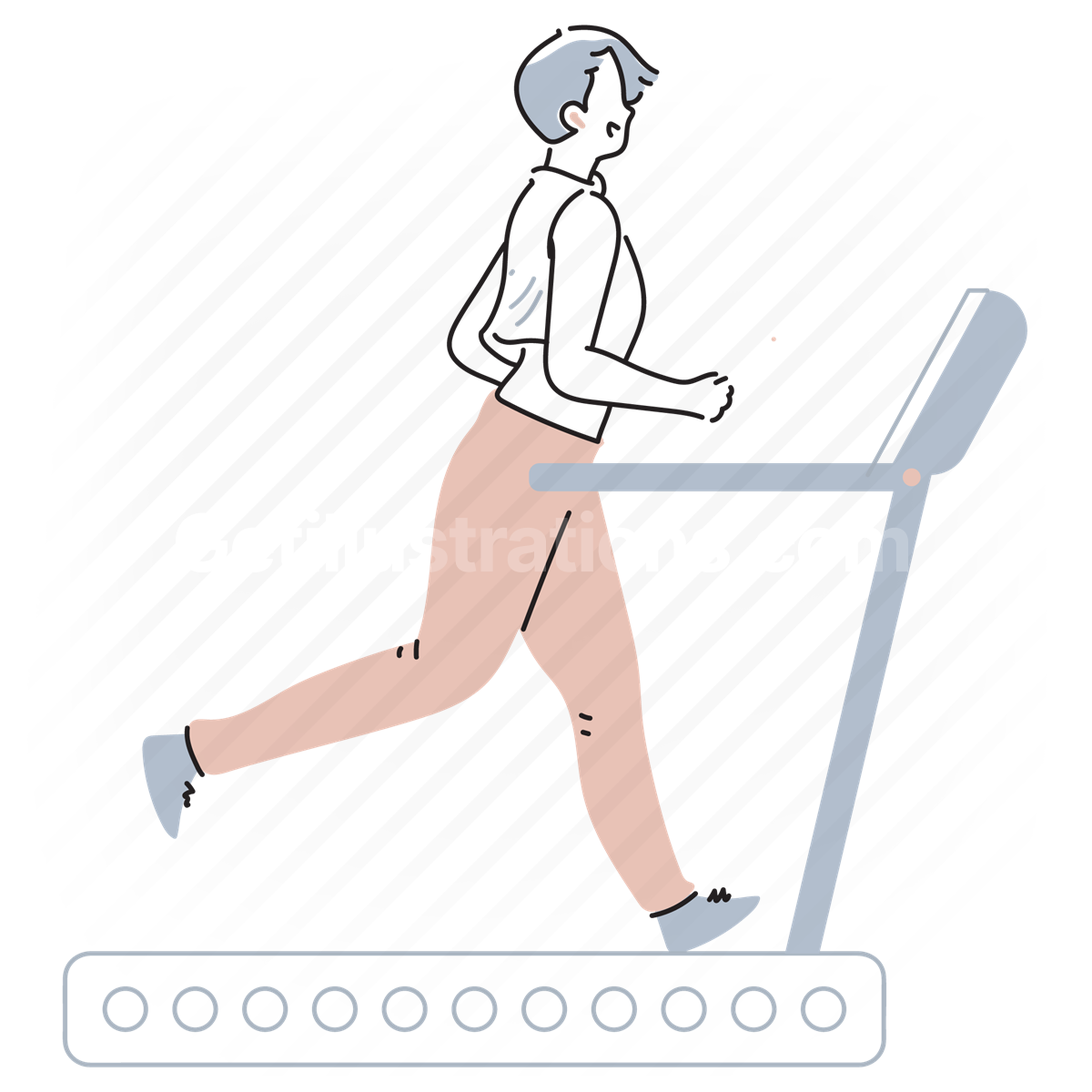 Download treadmill, running, run, workout, health, healthy, fitness- Basic  ink illustrations
