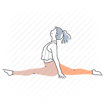 yoga, pose, poses, exercise, fitness, sport, people, split, woman