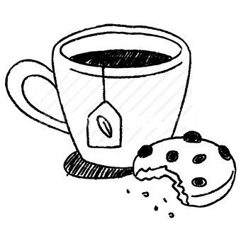 mug, drink, beverage, cookie, snack, tea