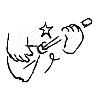 hand, magic, wand, star, scribble