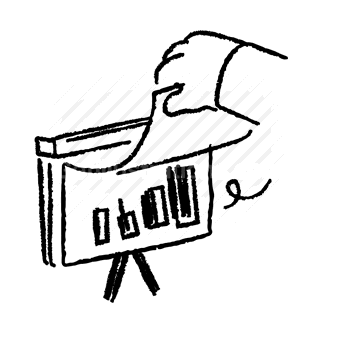 presentation, charts, graphs, easel, hand