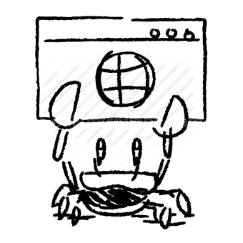crab, browser, globe, claws, sketch