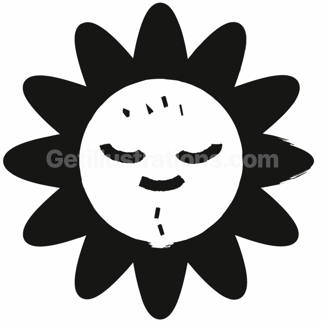 flower, floral, sun, sunny, smile, face, sticker, element, ornament