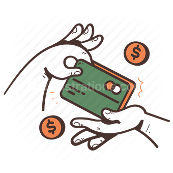 credit card, debit card, payment, method, dollar, coin, hand, gesture
