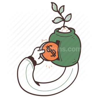 plant, growth, investment, dollar, coin, hand, gesture