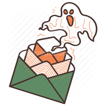 envelope, email, mail, ghost, spam, junk, message, virus