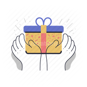 gift, present, care of package, hand, box, package, gesture