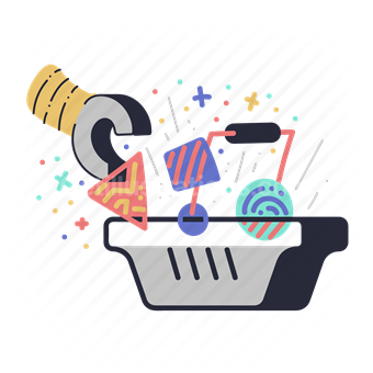 basket, add to basket, shopping, ecommerce, cart, robotic, arm, commerce