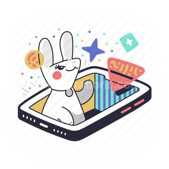 content, magic, insight, result, smartphone, rabbit, bunny, animal, face, shapes